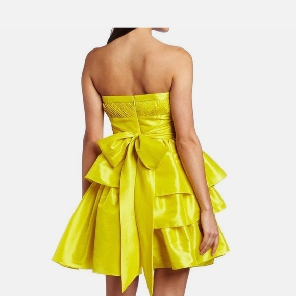 JESSICA SIMPSON Citronelle Yellow Strapless Tiered Ruffle Sequin Dress.Sz 11 NWT - Picture 3 of 16